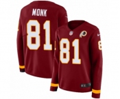 Women Nike Washington Redskins #81 Art Monk Limited Burgundy Therma Long Sleeve NFL Jersey
