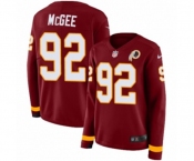 Women Nike Washington Redskins #92 Stacy McGee Limited Burgundy Therma Long Sleeve NFL Jersey