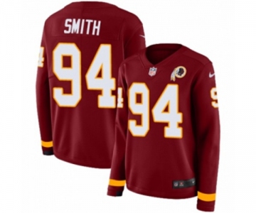 Women Nike Washington Redskins #94 Preston Smith Limited Burgundy Therma Long Sleeve NFL Jersey