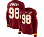 Women Nike Washington Redskins #98 Matt Ioannidis Limited Burgundy Therma Long Sleeve NFL Jersey