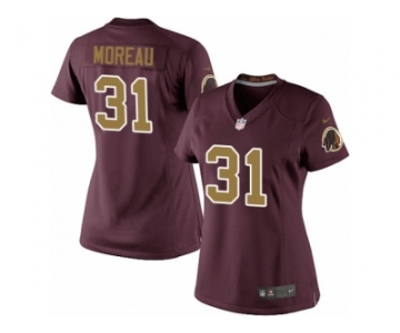 Women's Nike Washington Redskins #31 Fabian Moreau Limited Burgundy Red Gold Number Alternate 80TH Anniversary NFL Jersey