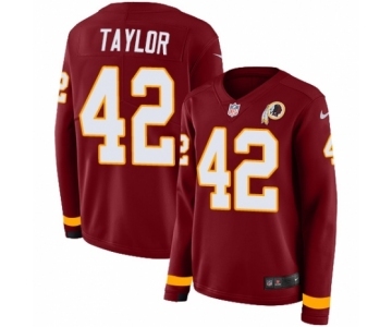 Women's Nike Washington Redskins #42 Charley Taylor Limited Burgundy Therma Long Sleeve NFL Jersey