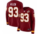 Women's Nike Washington Redskins #93 Jonathan Allen Limited Burgundy Therma Long Sleeve NFL Jersey