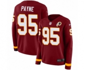 Women's Nike Washington Redskins #95 Da'Ron Payne Limited Burgundy Therma Long Sleeve NFL Jersey