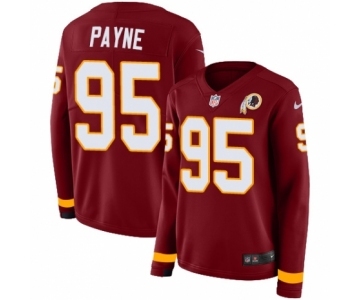 Women's Nike Washington Redskins #95 Da'Ron Payne Limited Burgundy Therma Long Sleeve NFL Jersey