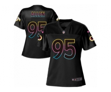 Women's Nike Washington Redskins #95 Jonathan Allen Game Black Fashion NFL Jersey