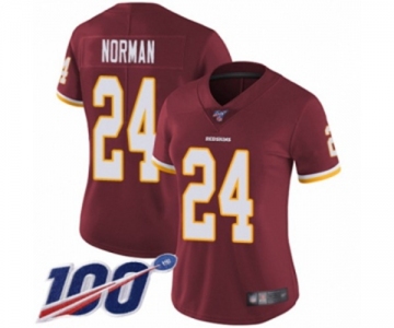 Women's Washington Redskins #24 Josh Norman Burgundy Red Team Color Vapor Untouchable Limited Player 100th Season Football Jersey