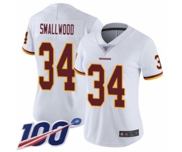 Women's Washington Redskins #34 Wendell Smallwood White Vapor Untouchable Limited Player 100th Season Football Jersey