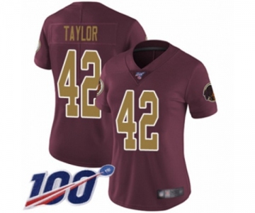 Women's Washington Redskins #42 Charley Taylor Burgundy Red Gold Number Alternate 80TH Anniversary Vapor Untouchable Limited Player 100th Season Football J