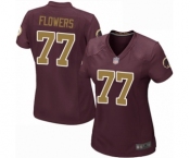 Women's Washington Redskins #77 Ereck Flowers Game Burgundy Red Gold Number Alternate 80TH Anniversary Football Jersey