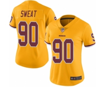 Women's Washington Redskins #90 Montez Sweat Limited Gold Rush Vapor Untouchable Football Jersey