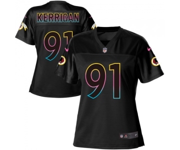 Women's Washington Redskins #91 Ryan Kerrigan Game Black Fashion Football Jersey