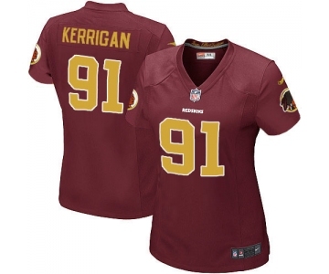 Women's Washington Redskins #91 Ryan Kerrigan Game Burgundy Red Gold Number Alternate 80TH Anniversary Football Jersey