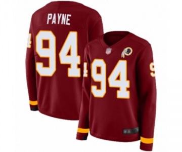 Women's Washington Redskins #94 Da'Ron Payne Limited Burgundy Therma Long Sleeve Football Jersey