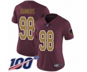 Women's Washington Redskins #98 Matt Ioannidis Burgundy Red Gold Number Alternate 80TH Anniversary Vapor Untouchable Limited Player 100th Season Football J
