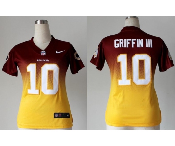 nike women nfl jerseys washington redskins #10 robert griffin iii red-yellow[Elite drift fashion][second version]