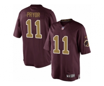 Youth Nike Washington Redskins #11 Terrelle Pryor Limited Burgundy Red Gold Number Alternate 80TH Anniversary NFL Jersey