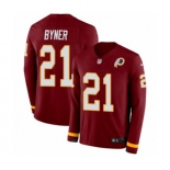 Youth Nike Washington Redskins #21 Earnest Byner Limited Burgundy Therma Long Sleeve NFL Jersey