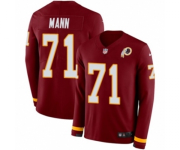 Youth Nike Washington Redskins #71 Charles Mann Limited Burgundy Therma Long Sleeve NFL Jersey