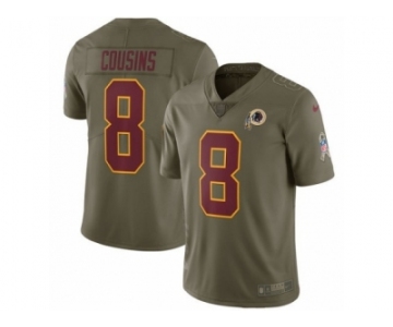 Youth Nike Washington Redskins #8 Kirk Cousins Limited Olive 2017 Salute to Service NFL Jersey