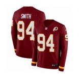 Youth Nike Washington Redskins #94 Preston Smith Limited Burgundy Therma Long Sleeve NFL Jersey