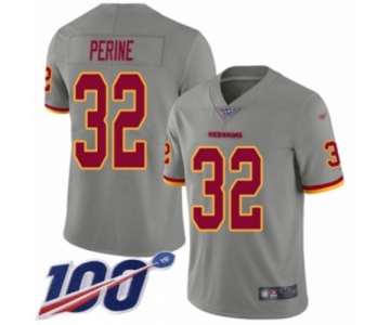 Youth Washington Redskins #32 Samaje Perine Limited Gray Inverted Legend 100th Season Football Jersey
