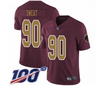 Youth Washington Redskins #90 Montez Sweat Burgundy Red Gold Number Alternate 80TH Anniversary Vapor Untouchable Limited Player 100th Season Football Jerse