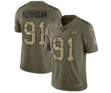 Youth Washington Redskins #91 Ryan Kerrigan Limited Olive Camo 2017 Salute to Service Football Jersey