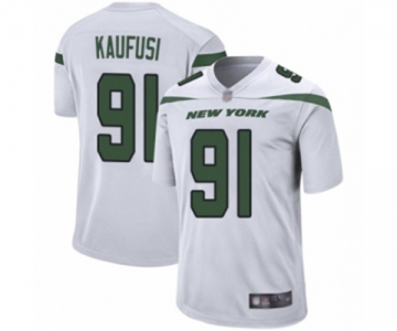 Men's New York Jets #91 Bronson Kaufusi Game White Football Jersey