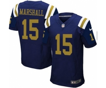 Men's Nike New York Jets #15 Brandon Marshall Elite Navy Blue Alternate NFL Jersey