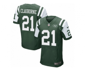 Men's Nike New York Jets #21 Morris Claiborne Elite Green Team Color NFL Jersey