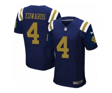 Men's Nike New York Jets #4 Lac Edwards Elite Navy Blue Alternate NFL Jersey