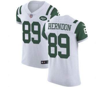 Men's Nike New York Jets #89 Chris Herndon White Vapor Untouchable Elite Player NFL Jersey
