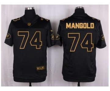 Nike New York Jets #74 Nick Mangold Black Pro Line Gold Collection Jersey[Elite]