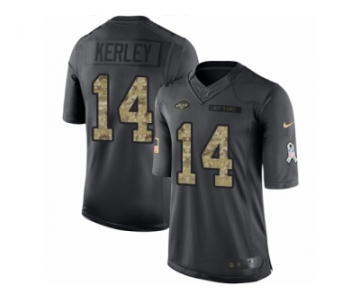 Men Nike New York Jets #14 Jeremy Kerley Limited Black 2016 Salute to Service NFL Jersey