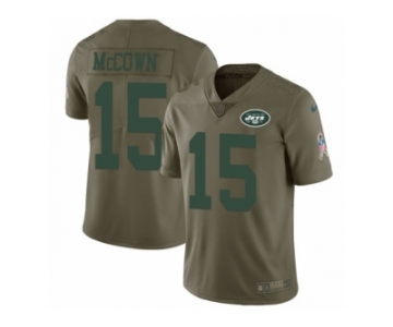 Men Nike New York Jets #15 Josh McCown Limited Olive 2017 Salute to Service NFL Jersey