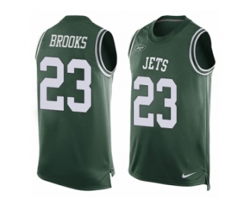 Men Nike New York Jets #23 Terrence Brooks Limited Green Player Name & Number Tank Top NFL Jersey