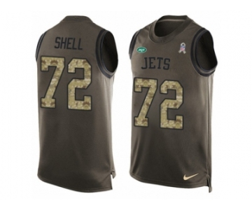 Men Nike New York Jets #72 Brandon Shell Limited Green Salute to Service Tank Top NFL Jersey