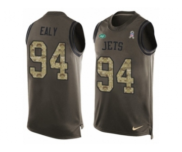 Men Nike New York Jets #94 Kony Ealy Limited Green Salute to Service Tank Top NFL Jersey