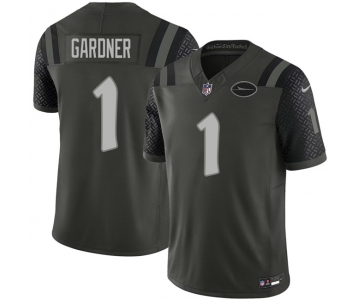 Men's New York Jets #1 Ahmad Gardner Black 2025 F.U.S.E. “Rivalries” Vapor Limited Football Stitched Jersey