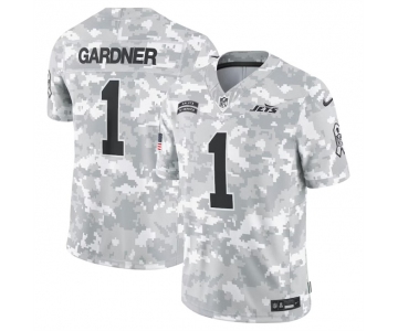 Men's New York Jets #1 Sauce Gardner 2024 Arctic Camo Salute To Service Limited Stitched Football Jersey