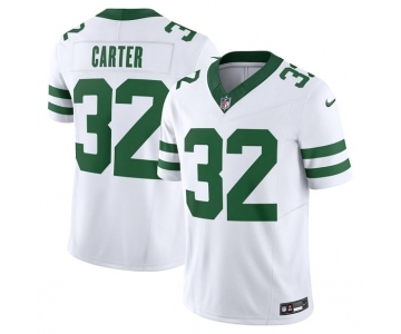 Men's New York Jets #32 Michael Carter White 2023 F.U.S.E. Vapor Limited Throwback Stitched Football Jersey