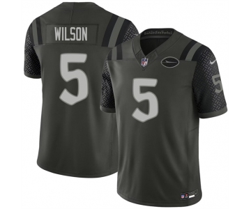 Men's New York Jets #5 Garrett Wilson Black 2025 F.U.S.E. “Rivalries” Vapor Limited Football Stitched Jersey