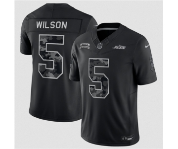 Men's New York Jets #5 Garrett Wilson Black F.U.S.E. 2026 Salute to Service Limited Football Stitched Jersey