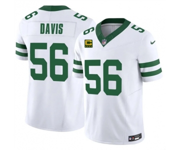 Men's New York Jets #56 Demario Davis White 2025 F.U.S.E. 4-Star C Patch Vapor Untouchable Limited Football Stitched Jersey