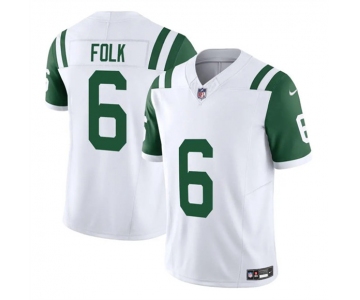 Men's New York Jets #6 Nick Folk White 2025 F.U.S.E. Classic Alternate Vapor Untouchable Limited Football Stitched Jersey