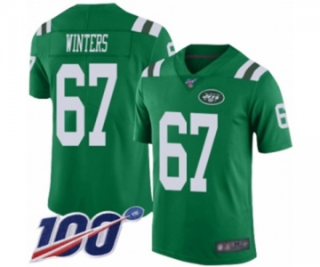 Men's New York Jets #67 Brian Winters Limited Green Rush Vapor Untouchable 100th Season Football Jersey