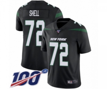 Men's New York Jets #72 Brandon Shell Black Alternate Vapor Untouchable Limited Player 100th Season Football Jersey