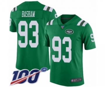 Men's New York Jets #93 Tarell Basham Limited Green Rush Vapor Untouchable 100th Season Football Jersey