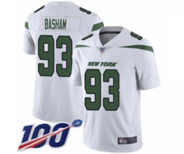 Men's New York Jets #93 Tarell Basham White Vapor Untouchable Limited Player 100th Season Football Jersey